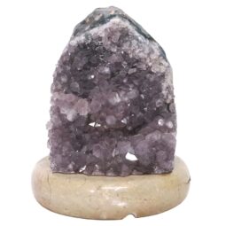 Amethyst Lamp on Marble Base - Purple LED Bulb N2281 | Crystal Factory