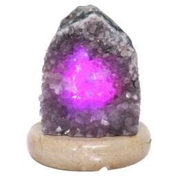 Amethyst Lamp on Marble Base - Purple LED Bulb N2281 | Crystal Factory