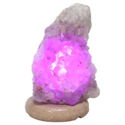 Amethyst Lamp on Marble Base - Purple LED Bulb N2282 | Crystal Factory