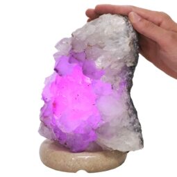 Amethyst Lamp on Marble Base - Purple LED Bulb N2282 | Crystal Factory