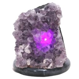 Amethyst Lamp on Marble Base - Purple LED Bulb N2283 | Crystal Factory