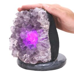 Amethyst Lamp on Marble Base - Purple LED Bulb N2283 | Crystal Factory