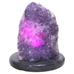 Amethyst Lamp on Marble Base - Purple LED Bulb N2284 | Crystal Factory