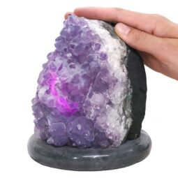 Amethyst Lamp on Marble Base - Purple LED Bulb N2284 | Crystal Factory