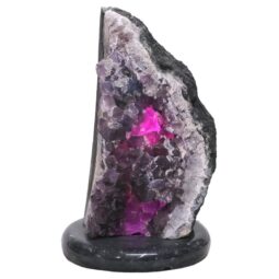 Amethyst Lamp on Marble Base - Purple LED Bulb N2285 | Crystal Factory