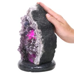 Amethyst Lamp on Marble Base - Purple LED Bulb N2285 | Crystal Factory