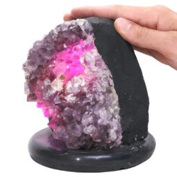 Amethyst Lamp on Marble Base - Purple LED Bulb N2286 | Crystal Factory