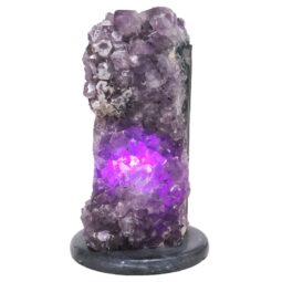 Amethyst Lamp on Marble Base - Purple LED Bulb N2287 | Crystal Factory