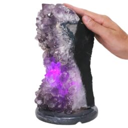 Amethyst Lamp on Marble Base - Purple LED Bulb N2287 | Crystal Factory