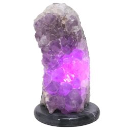 Amethyst Lamp on Marble Base - Purple LED Bulb N2288 | Crystal Factory