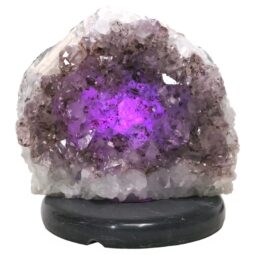 Amethyst Lamp on Marble Base - Purple LED Bulb N2289 | Crystal Factory