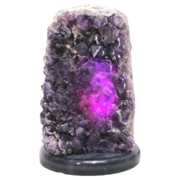 Amethyst Lamp on Marble Base - Purple LED Bulb N2290 | Crystal Factory