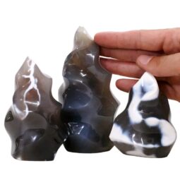 Madagascar Orca Agate Flame Set 3 P2142 | Crystal Factory