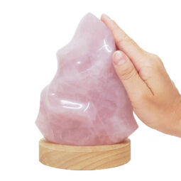 Rose Quartz Polished Flame Crystal with LED Large Light Base K1203 | Crystal Factory