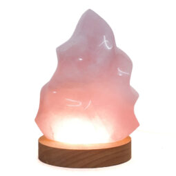 Rose Quartz Polished Flame Crystal with LED Large Light Base K1203 | Crystal Factory
