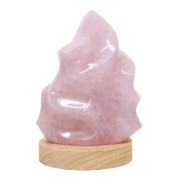Rose Quartz Polished Flame Crystal with LED Large Light Base K1203 | Crystal Factory