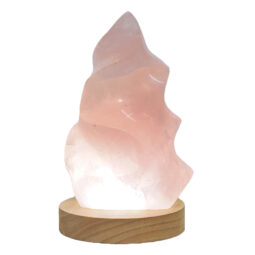 Rose Quartz Polished Flame Crystal with LED Large Light Base K1204 | Crystal Factory