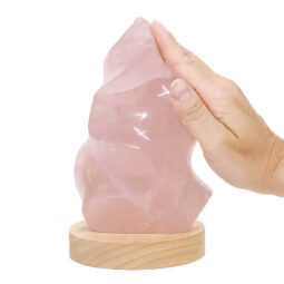 Rose Quartz Polished Flame Crystal with LED Large Light Base K1204 | Crystal Factory