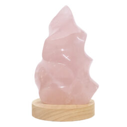 Rose Quartz Polished Flame Crystal with LED Large Light Base K1204 | Crystal Factory