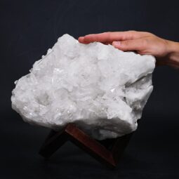 Clear Quartz Cluster on Timber Stand 12cm S1573 | Crystal Factory