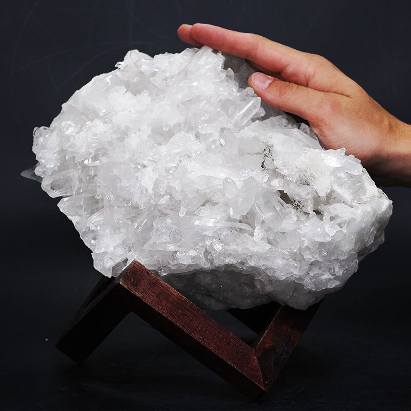 6.3kg Clear Quartz Cluster on Timber Stand 12cm S1576 4 Clear Quartz Cluster on Timber Stand 12cm S1576 | Crystal Factory