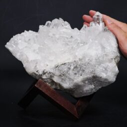 7.7kg Clear Quartz Cluster on Timber Stand 12cm S1577 8 Clear Quartz Cluster on Timber Stand 12cm S1577 | Crystal Factory