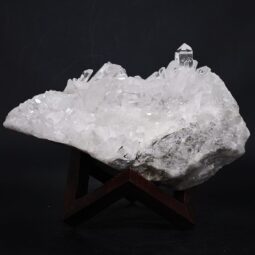 Clear Quartz Cluster on Timber Stand 12cm S1577 | Crystal Factory