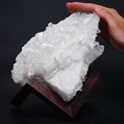 Clear Quartz Cluster on Timber Stand 12cm S1578 | Crystal Factory