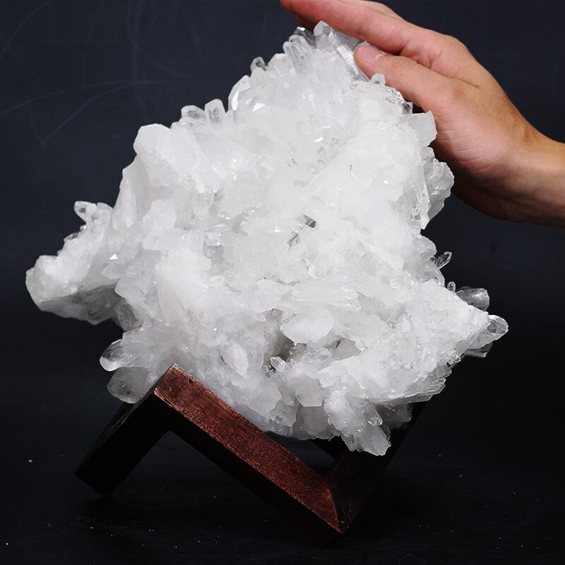 6.2kg Clear Quartz Cluster on Timber Stand 12cm S1579 4 Clear Quartz Cluster on Timber Stand 12cm S1579 | Crystal Factory