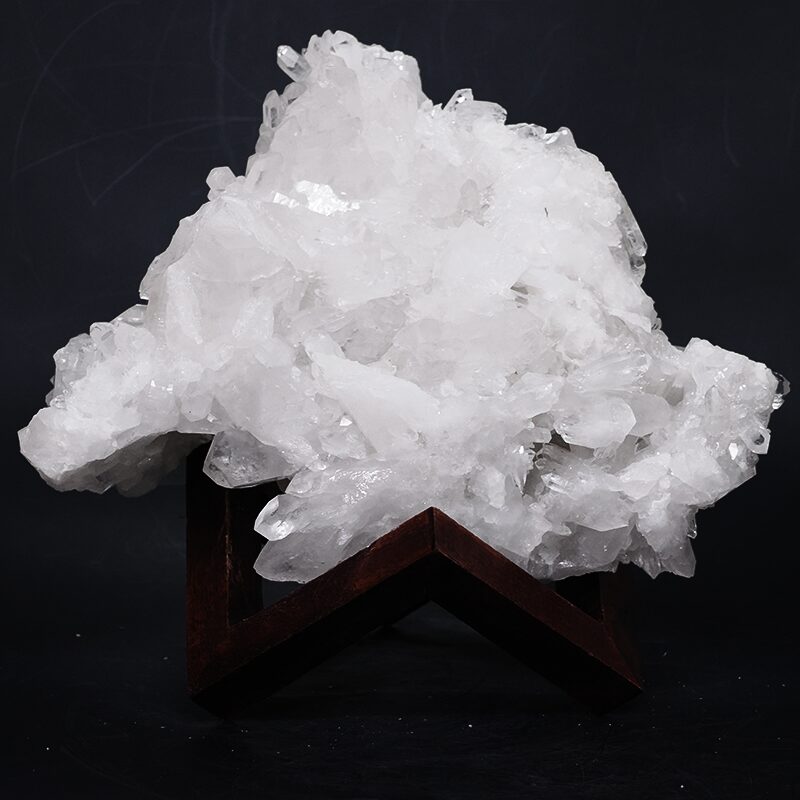 6.2kg Clear Quartz Cluster on Timber Stand 12cm S1579 3 Clear Quartz Cluster on Timber Stand 12cm S1579 | Crystal Factory