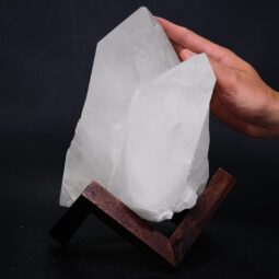 Clear Quartz Cluster on Timber Stand 12cm S1580 | Crystal Factory