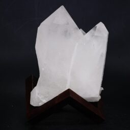 Clear Quartz Cluster on Timber Stand 12cm S1580 | Crystal Factory