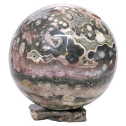 Ocean Jasper Sphere with 14cm Timber Display Stand and Matching Concave Base T3095 | Crystal Factory