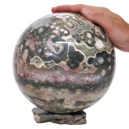 Ocean Jasper Sphere with 14cm Timber Display Stand and Matching Concave Base T3095 | Crystal Factory