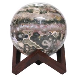 Ocean Jasper Sphere with 14cm Timber Display Stand and Matching Concave Base T3095 | Crystal Factory