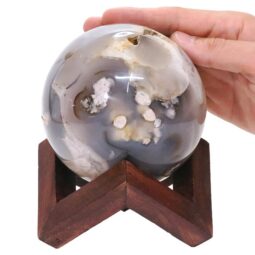 Agate Sphere with 8cm Timber Display Stand T3096 | Crystal Factory