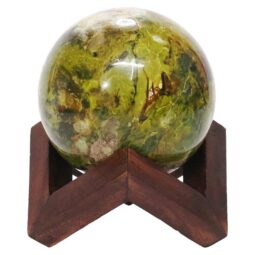 Green Opal Sphere with 8cm Timber Display Stand T3097 | Crystal Factory