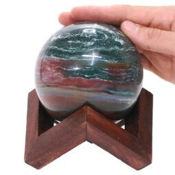 Ocean Jasper Sphere with 8cm Timber Display Stand T3098 | Crystal Factory