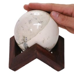Dendritic Agate Sphere with 8cm Timber Display Stand T3099 | Crystal Factory
