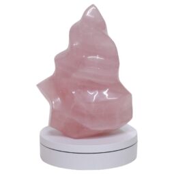 Rose Quartz Polished Flame w/ Electric Rotating Base T3102 | Crystal Factory