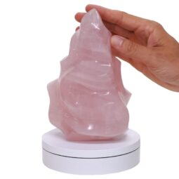 Rose Quartz Polished Flame w/ Electric Rotating Base T3102 | Crystal Factory