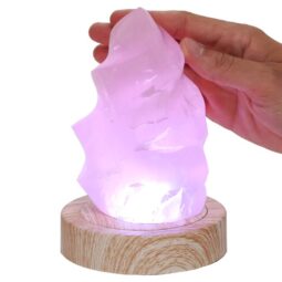1.1kg Rose Quartz Polished Flame w/ Electric Rotating Base LED lighting T3108 6
