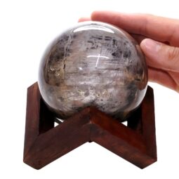 Moonstone Sphere with Timber Display 8cm Stand T3109 | Crystal Factory