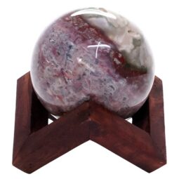 Ocean Jasper Sphere with Timber Display 8cm Stand T3110 | Crystal Factory