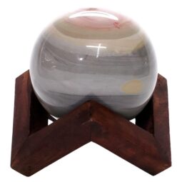 Ocean Jasper Sphere with Timber Display 8cm Stand T3111 | Crystal Factory