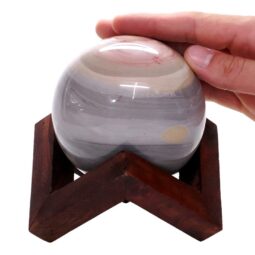 Ocean Jasper Sphere with Timber Display 8cm Stand T3111 | Crystal Factory
