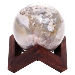 Agate Sphere with Timber Display 8cm Stand T3113 | Crystal Factory