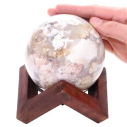 Agate Sphere with Timber Display 8cm Stand T3113 | Crystal Factory