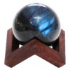 Labradorite Sphere with Timber Display 8cm Stand T3115 | Crystal Factory