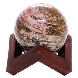 Ocean Jasper Sphere with Timber Display 8cm Stand T3116 | Crystal Factory